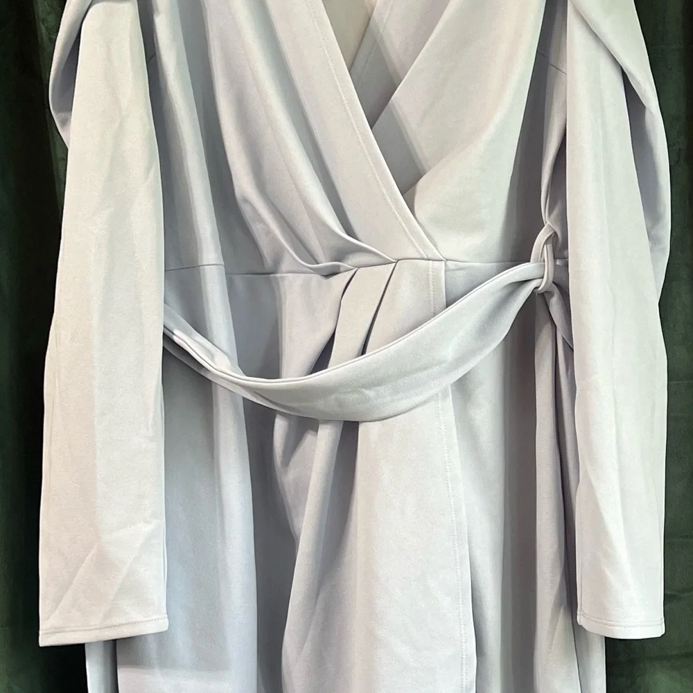 ASOPH Powder Blue Wrap Dress With Belt - Picture 3 of 3